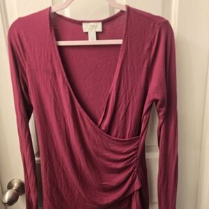 Ann Taylor Loft  Maroon Long Sleeve Top